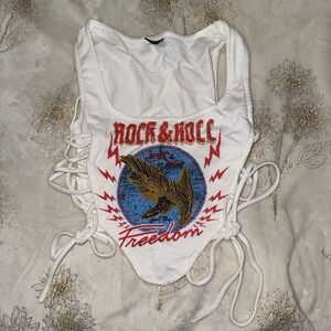 SHEIN White Rock & Roll Graphic Crop Top